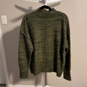 Wonderly Olive Green Ribbed Mock Neck Sweater